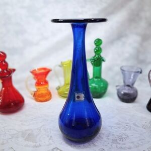 Vintage Blenko Vase 8726-S Sapphire Blue With Sticker